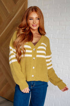 striped waffle knit cardigan