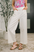 wide leg knit pants, high waisted cropped trousers, off white pants, stretchy wide leg bottoms, women's knit pants, casual chic trousers, off white wide leg, Fabknits bottoms.