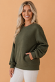 Luxe Textured Drop Shoulder Pullover with Pockets