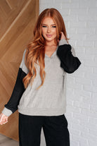 Color Block Hacci Knit Hoodie sweatshirt