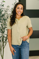 Cotton knit top, lace trim button down, raw hem shirt, women's relaxed fit top, boho button up, casual knit tee, short sleeve button down, edgy feminine fashion