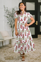 White cotton dress, poplin tiered dress, notch neck midi, ruffle sleeve dress, feminine white dress, Quiet Life clothing, summer cotton midi, dress with pockets, elegant white sundress.