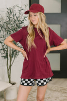 Cabernet T-shirt, relaxed fit tee, 100% cotton women's shirt, soft jersey knit top, burgundy lounge tee, breathable cotton t-shirt, casual everyday top.