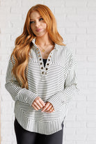 Striped Pullover, French Terry Sweater, V-neck Collared Top, Women's Striped Top, Grommet Sleeve Sweater, Thumbhole Pullover, Nautical Striped Top, Chic Loungewear