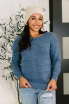 Boatneck textured long sleeve relaxed fit