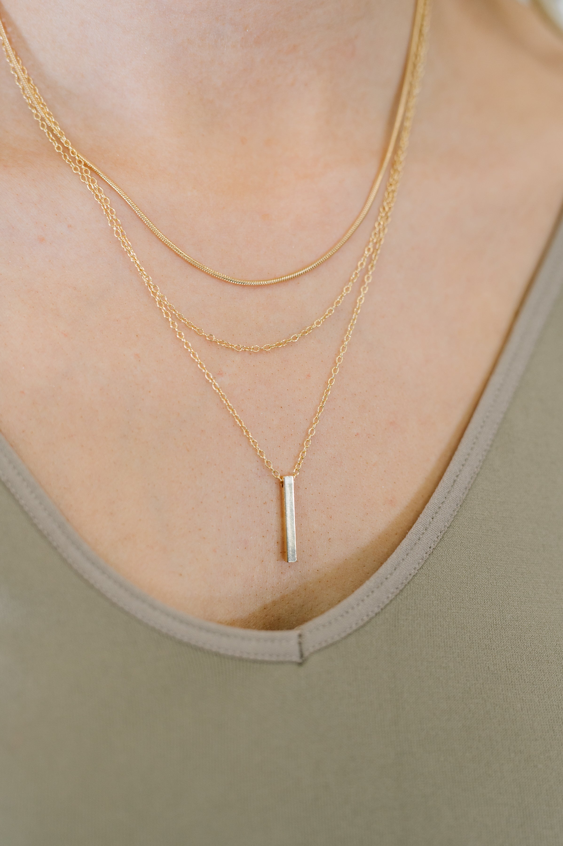three chain layered necklace
