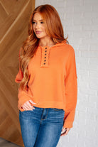 orange Ribbed Knit Hoodie