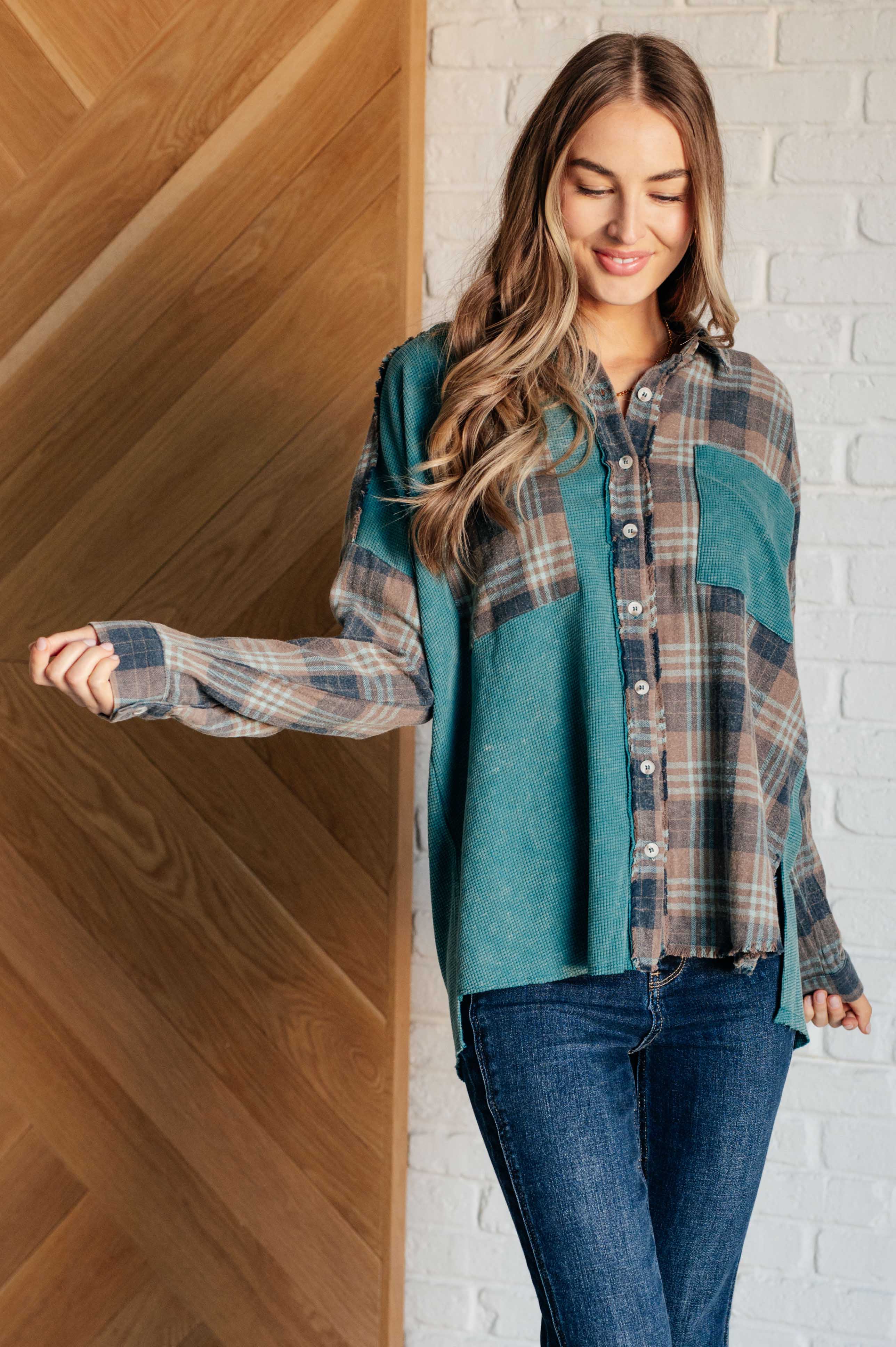Thermal plaid button up