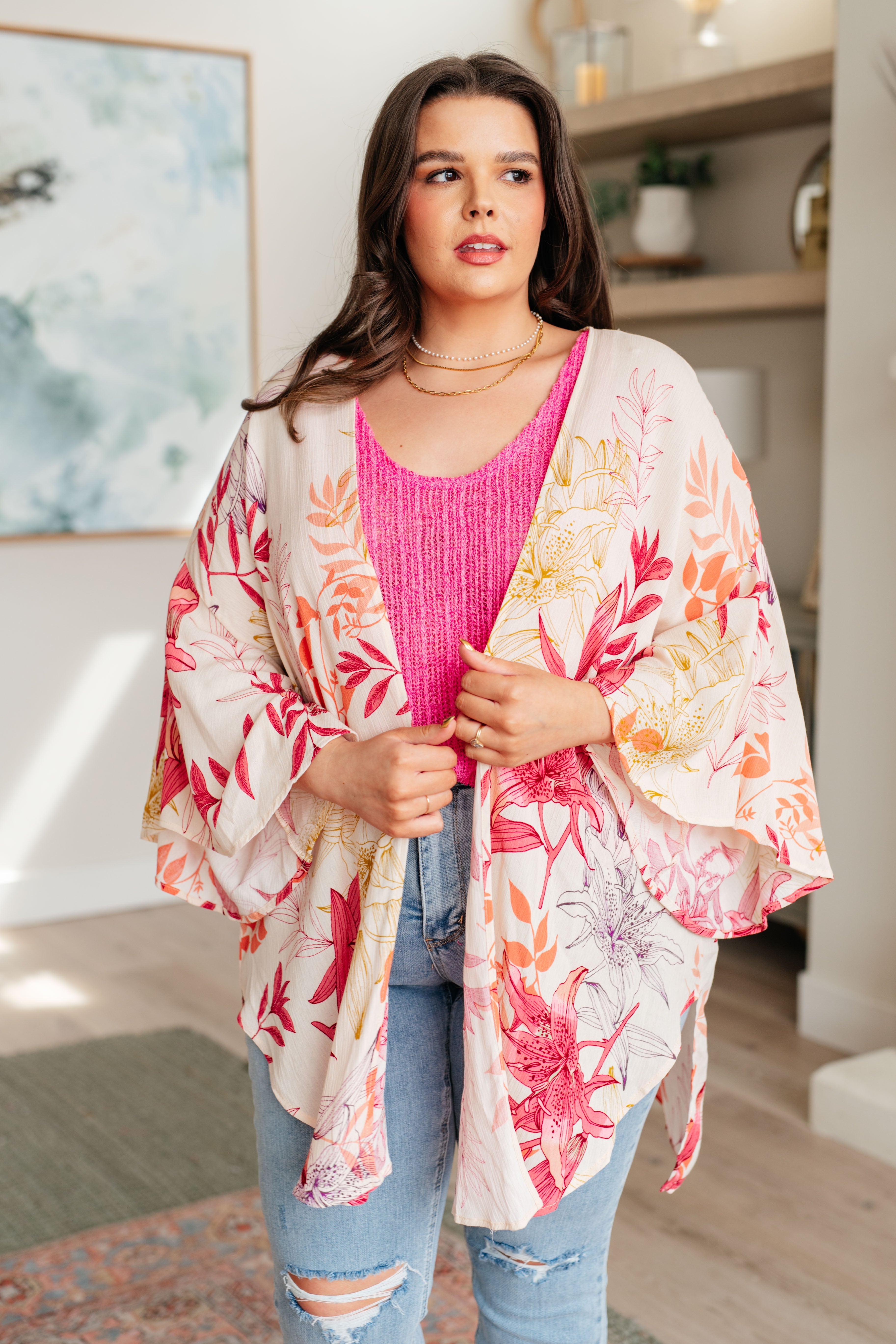 boho kimono, bell sleeve cover up, beach kimono, vacation outfit, floral kimono wrap, lightweight summer layer, rayon kimono, resort wear for women, festival kimono