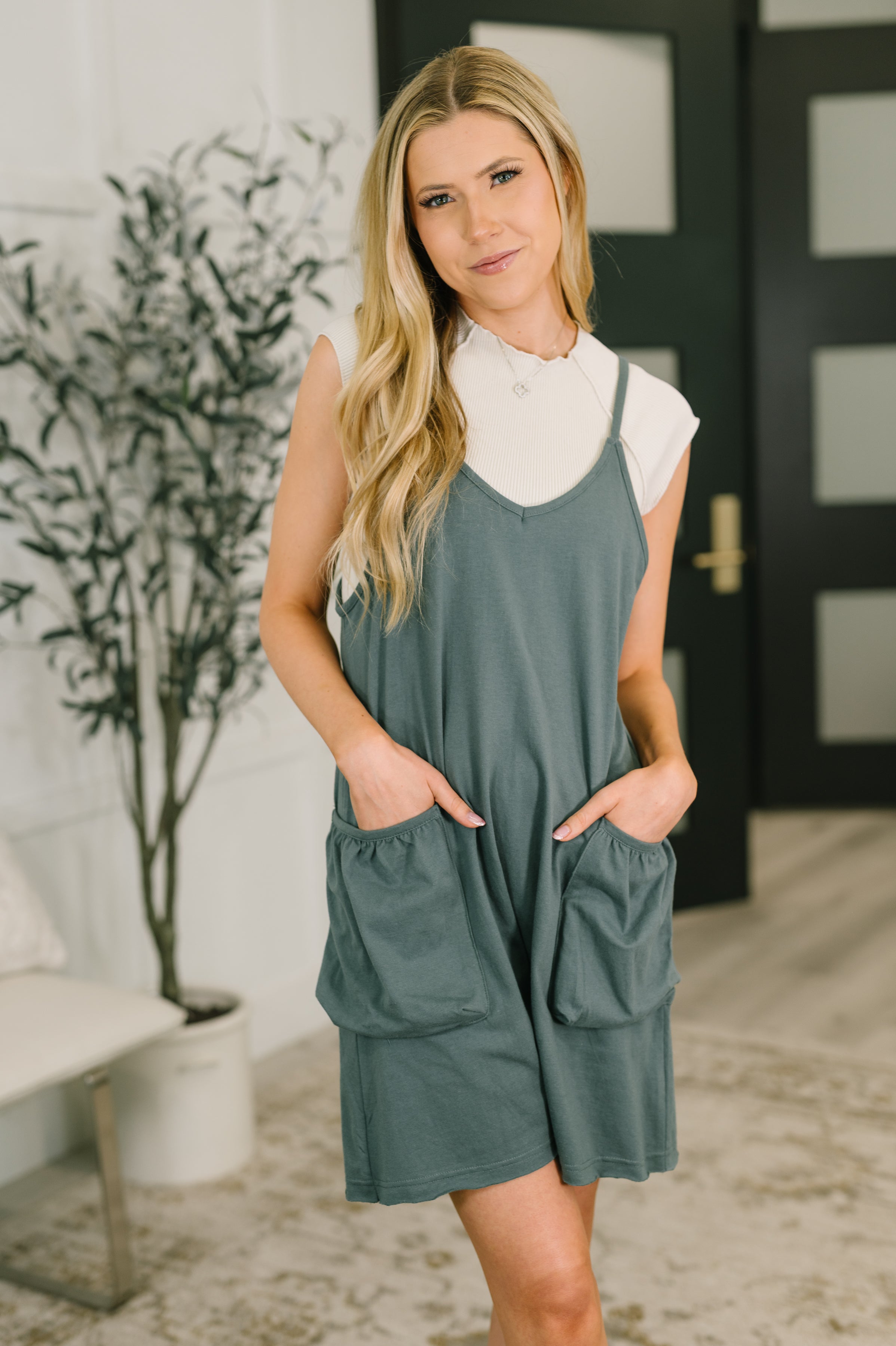 Venture Forth Romper, Cotton Jersey Romper, Spaghetti Strap Romper with Pockets, Casual Women's One-Piece, Loungewear Jumpsuit, Soft Knit Romper, Summer Romper with Pockets