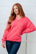 Women's V-neck sweater pink