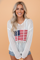 American Flag Patched Crochet Knit Hoodie