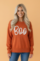 Cozy "Boo" Oversized Halloween Knit Sweater – Cream & Orange
