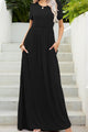 maxi dress with pockets, short sleeve maxi, casual tee dress, comfortable long dress, summer maxi dresses, high stretch dress, versatile women's fashion, soft rayon maxi.