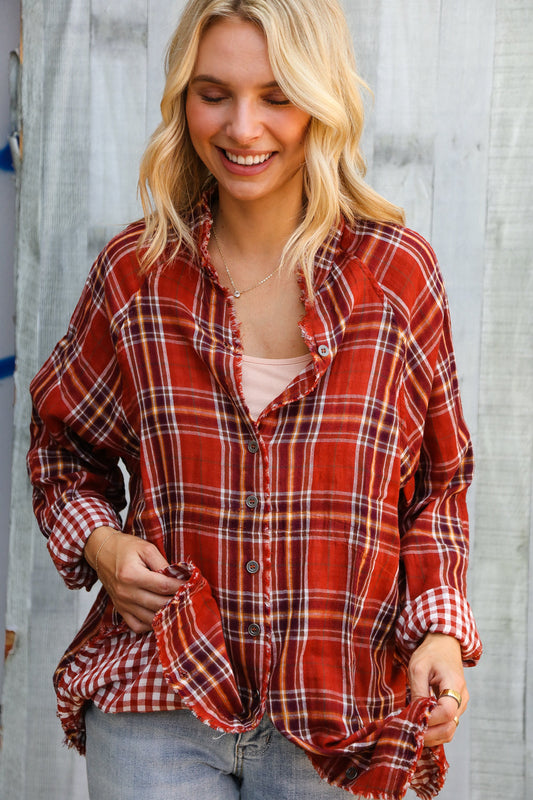 red plaid shirt