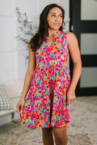 Tiered tank dress, floral sleeveless dress, women's dress with pockets, Bulgari fabric clothing, summer floral dress, v-neck tiered dress, Morning Glory floral print.