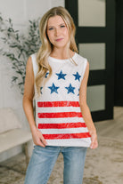 Patriotic tank tops, USA flag shirt women, graphic tanks, 4th of July outfits, jersey knit tank, stars and stripes top, summer patriotic clothing, United Together tank.