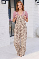 floral overalls, wide leg overalls, cotton overalls for women, vintage style jumpsuits, cottagecore clothing, floral print dungarees, beige and brown floral