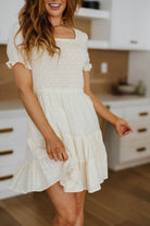 Square neck dress, smocked mini dress, cotton sundress with pockets, open back tiered dress, white summer dress, puff sleeve cotton dress, cottagecore style dress.