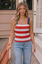 Patriotic tank top, 4th of July outfit, American flag shirt, stars and stripes top, summer holiday apparel, women's patriotic clothing, red white and blue tank.