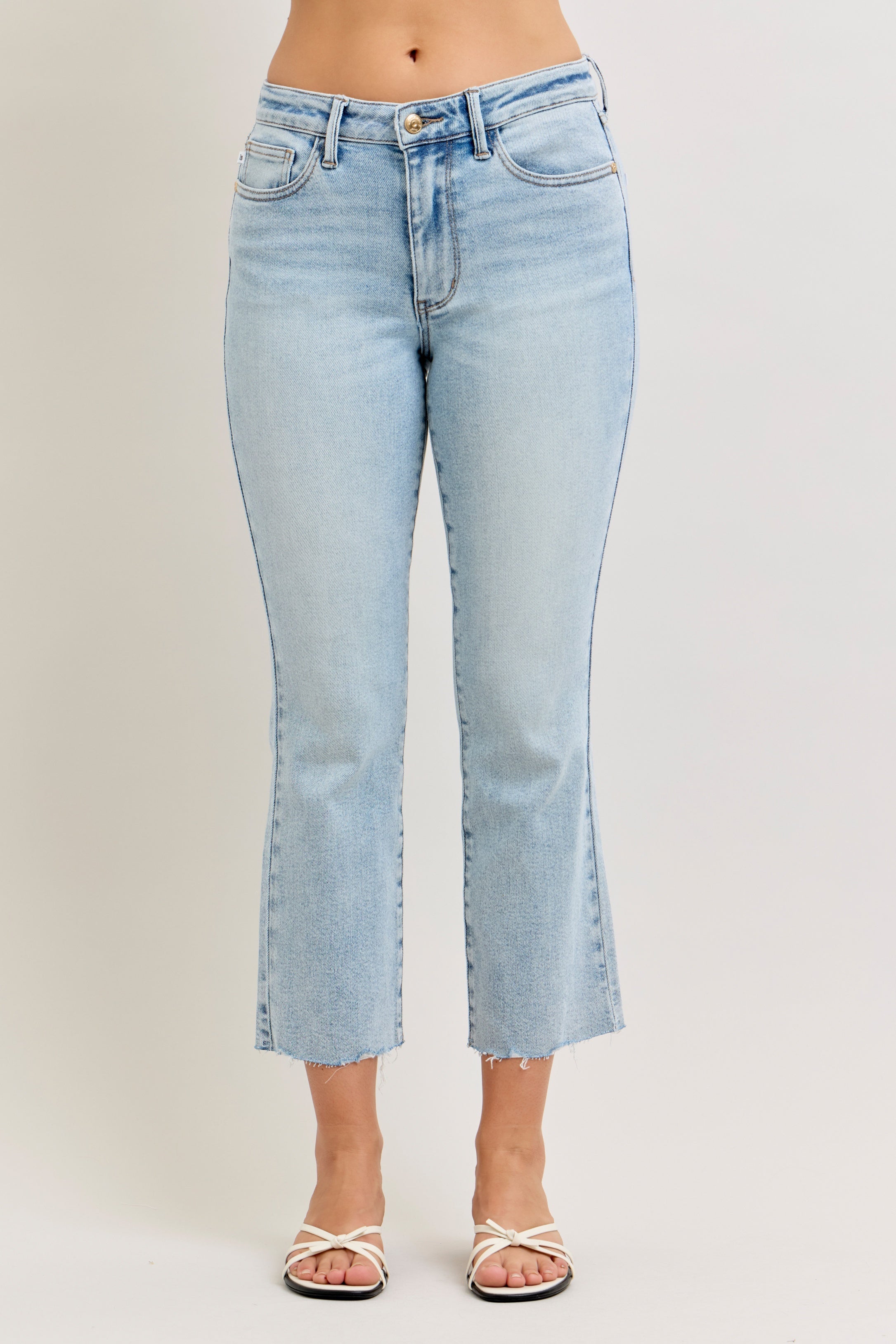 Light Wash Raw Hem Jeans