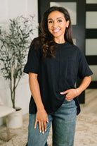 Black oversized tee, women's cotton t-shirt, relaxed fit tee, dolman sleeve top, boxy black tee, heathered knit top, minimalist loungewear, premium basic tee.