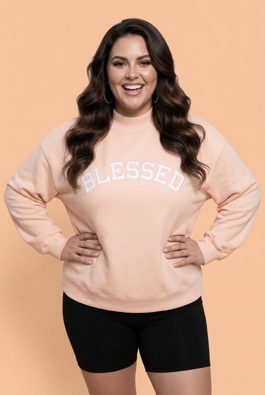 Luxury Loungewear, Designer Plus Size Sweatshirt, Premium Embroidered Pullover, Sophisticated Mock Neck, Boutique Women’s Fashion, Minimalist Luxury Apparel, High-End Basics