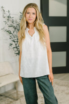 Off white cotton tank, embroidered floral top, split neck ruffle blouse, sleeveless summer shirt, 100% cotton womens top, A-line boho tank, breathable summer fashion, Camellia floral tank.