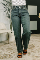Judy Blue jeans, high waisted wide leg jeans, Hollywood waistband denim, Teressa Marlow jeans, slimming wide leg jeans, hourglass silhouette denim, Judy Blue Teressa