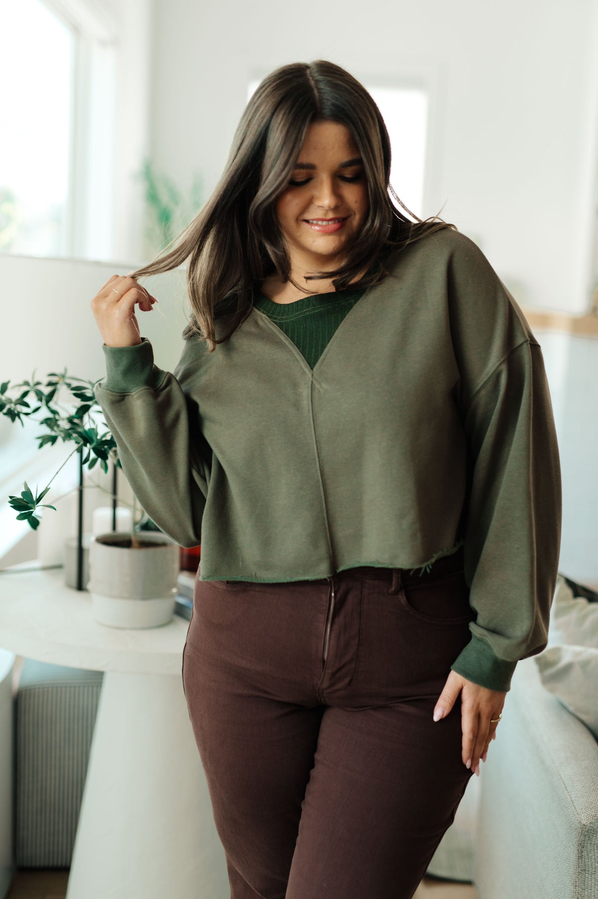 Cropped French Terry Sweatshirt