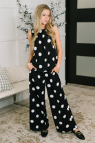 Polka dot set, two piece set, wide leg pants set, women's co-ord, poplin matching set, high waisted set, sleeveless polka dot top, timeless fashion, summer outfit, elegant matching set.