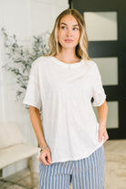 Ivory cotton tee, relaxed fit t-shirt, heathered knit top, raw hem tee, drop shoulder shirt, women's ivory basics, lightweight summer tee, 100% cotton relaxed top.