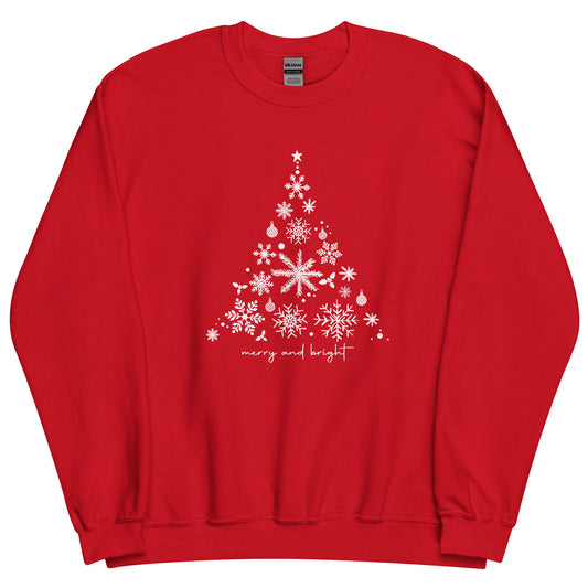 Merry and Bright Snowflake Tree Unisex Sweatshirt
