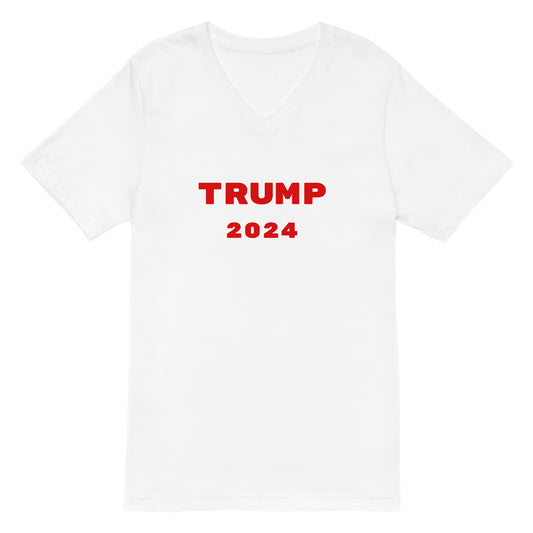 TRUMP 2024 White Unisex Short Sleeve V-Neck T-Shirt